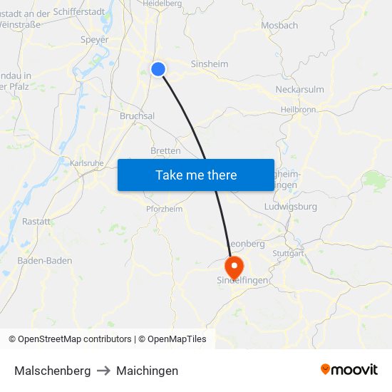 Malschenberg to Maichingen map