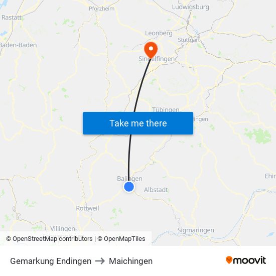 Gemarkung Endingen to Maichingen map