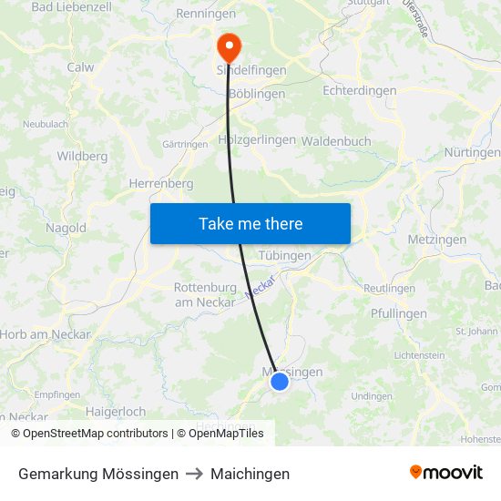Gemarkung Mössingen to Maichingen map