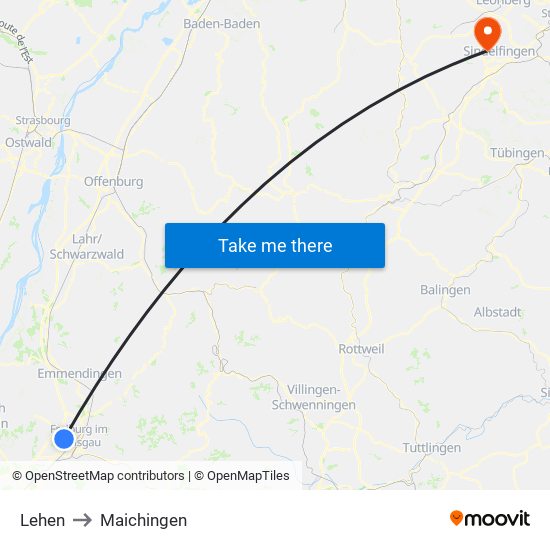 Lehen to Maichingen map