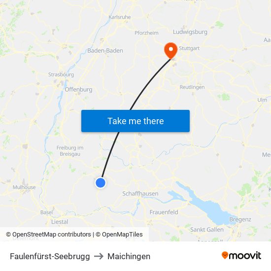 Faulenfürst-Seebrugg to Maichingen map