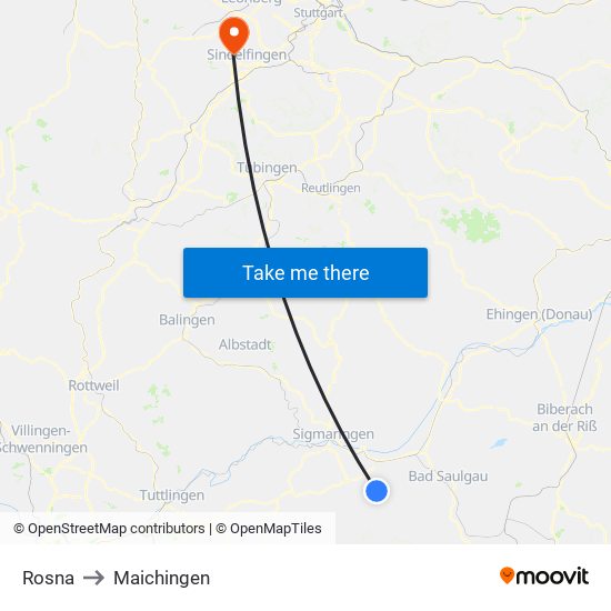 Rosna to Maichingen map