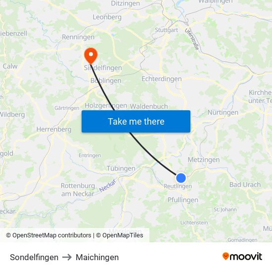 Sondelfingen to Maichingen map