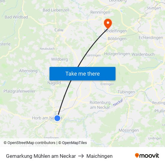 Gemarkung Mühlen am Neckar to Maichingen map