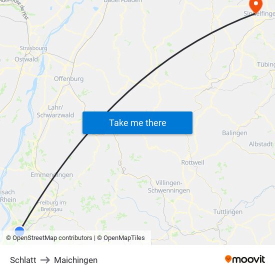 Schlatt to Maichingen map