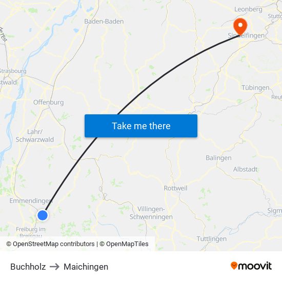 Buchholz to Maichingen map