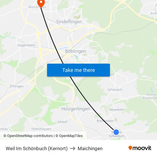 Weil Im Schönbuch (Kernort) to Maichingen map