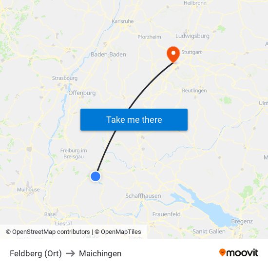 Feldberg (Ort) to Maichingen map