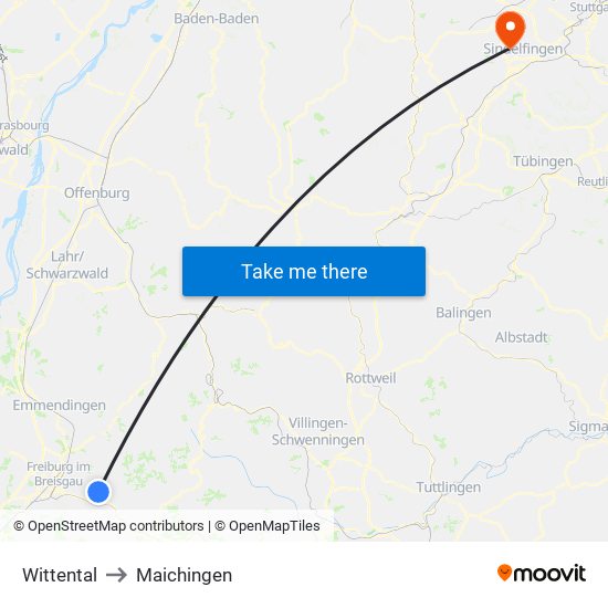 Wittental to Maichingen map