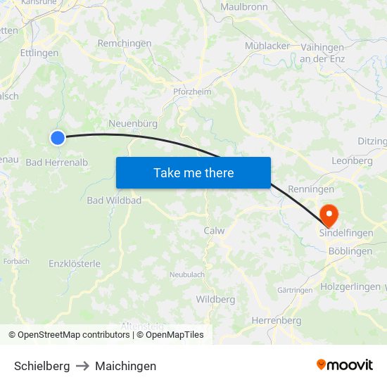 Schielberg to Maichingen map