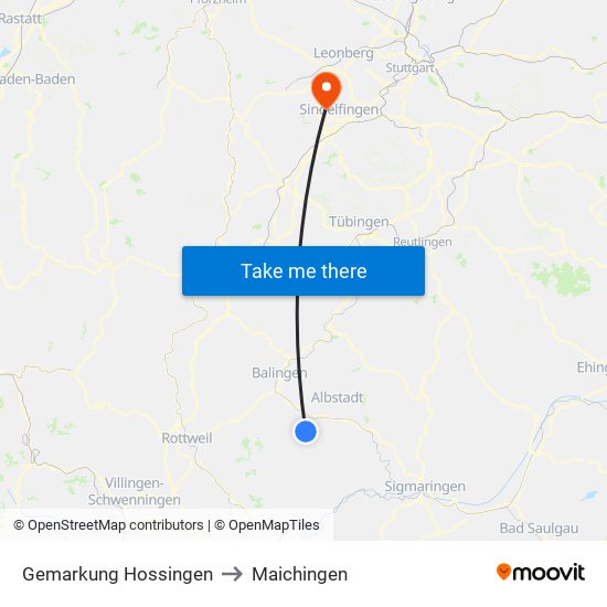 Gemarkung Hossingen to Maichingen map