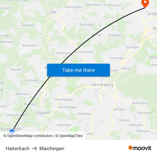 Haiterbach to Maichingen map