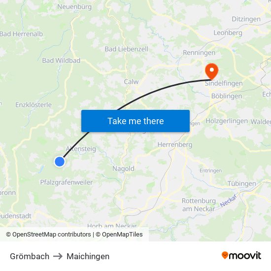 Grömbach to Maichingen map
