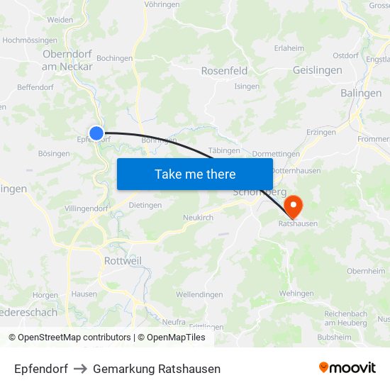 Epfendorf to Gemarkung Ratshausen map