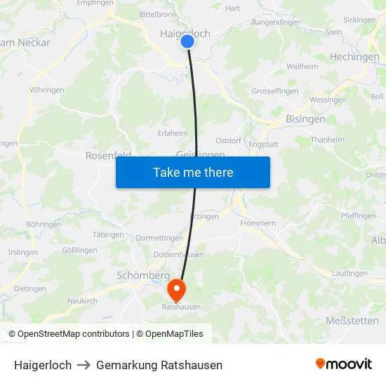 Haigerloch to Gemarkung Ratshausen map