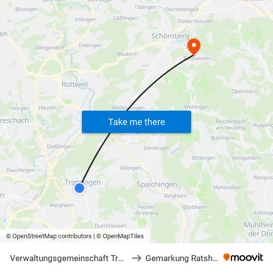 Verwaltungsgemeinschaft Trossingen to Gemarkung Ratshausen map