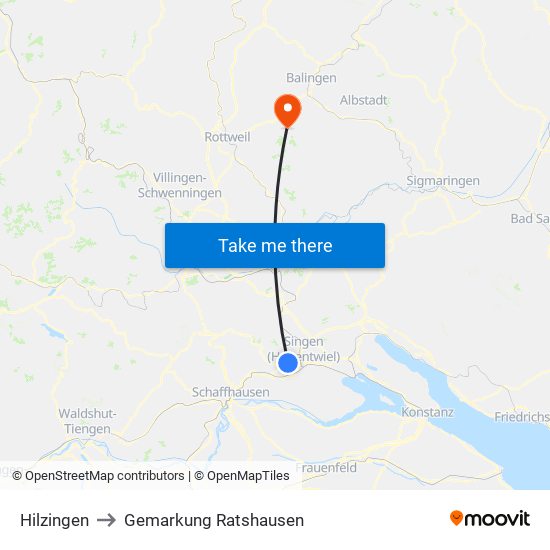 Hilzingen to Gemarkung Ratshausen map