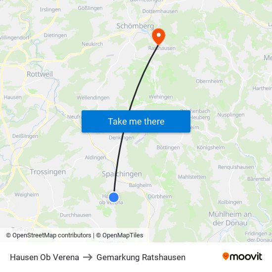 Hausen Ob Verena to Gemarkung Ratshausen map