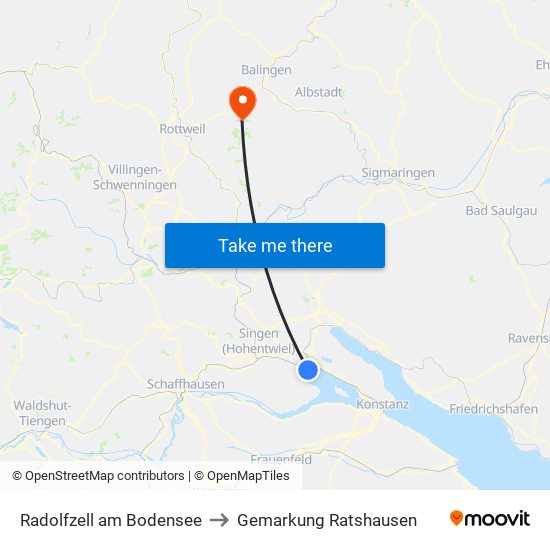 Radolfzell am Bodensee to Gemarkung Ratshausen map