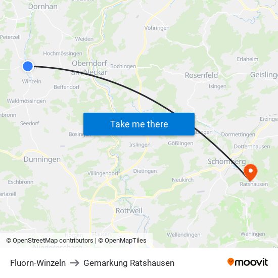 Fluorn-Winzeln to Gemarkung Ratshausen map