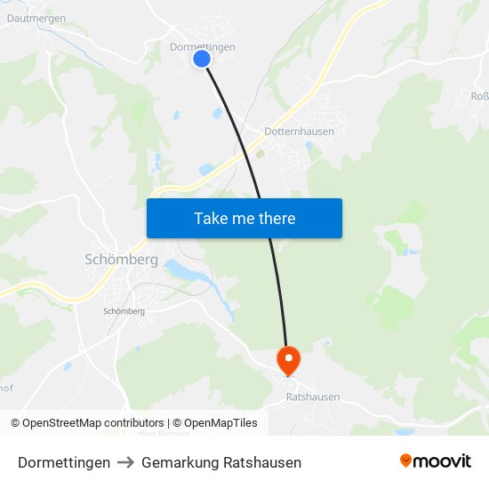 Dormettingen to Gemarkung Ratshausen map