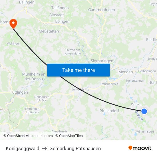 Königseggwald to Gemarkung Ratshausen map