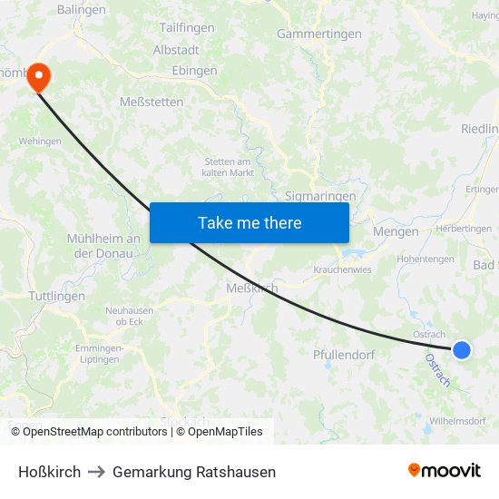 Hoßkirch to Gemarkung Ratshausen map