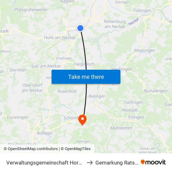 Verwaltungsgemeinschaft Horb am Neckar to Gemarkung Ratshausen map