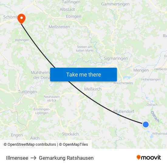 Illmensee to Gemarkung Ratshausen map