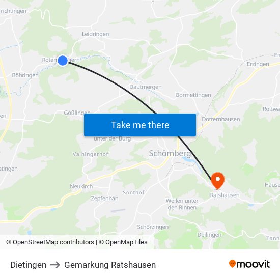 Dietingen to Gemarkung Ratshausen map