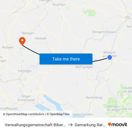 Verwaltungsgemeinschaft Biberach An Der Riß to Gemarkung Ratshausen map