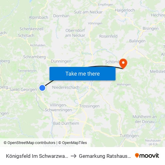 Königsfeld Im Schwarzwald to Gemarkung Ratshausen map