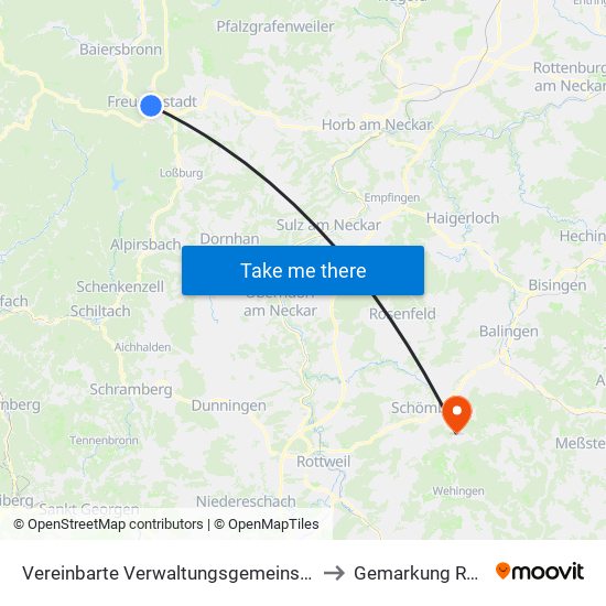 Vereinbarte Verwaltungsgemeinschaft Freudenstadt to Gemarkung Ratshausen map