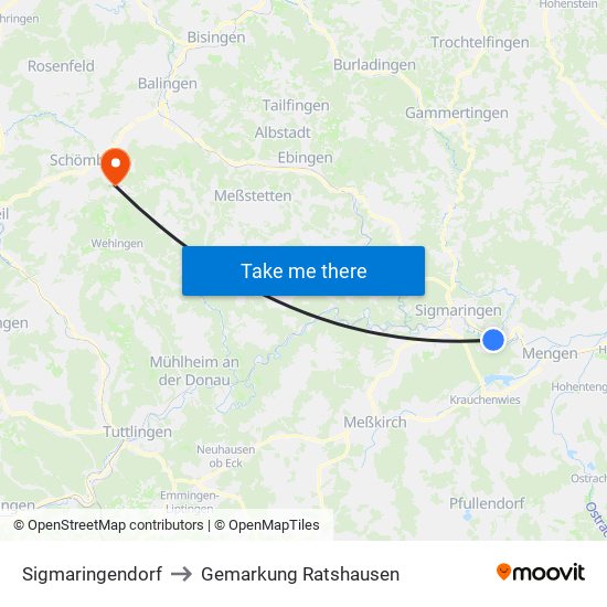 Sigmaringendorf to Gemarkung Ratshausen map