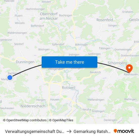 Verwaltungsgemeinschaft Dunningen to Gemarkung Ratshausen map
