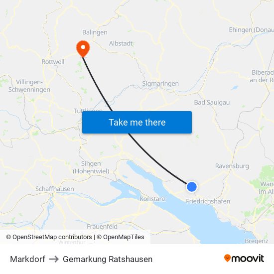 Markdorf to Gemarkung Ratshausen map