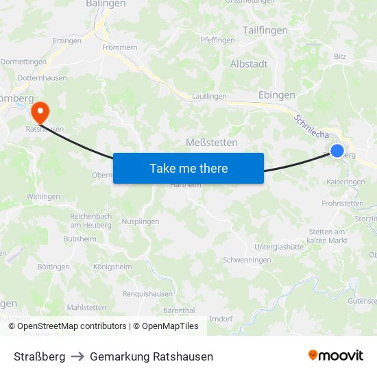 Straßberg to Gemarkung Ratshausen map