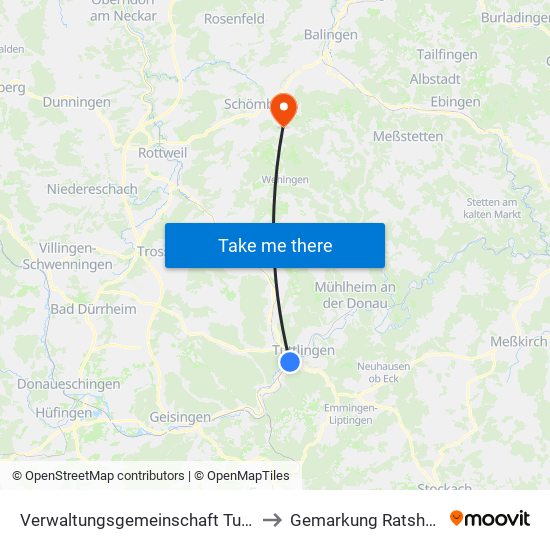 Verwaltungsgemeinschaft Tuttlingen to Gemarkung Ratshausen map