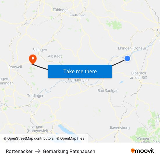 Rottenacker to Gemarkung Ratshausen map