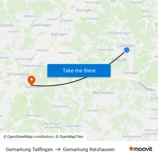 Gemarkung Tailfingen to Gemarkung Ratshausen map