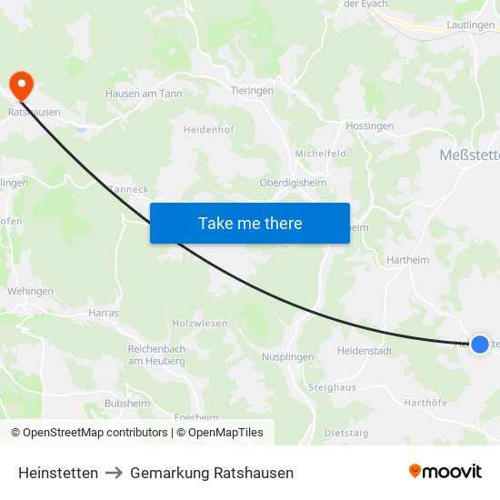 Heinstetten to Gemarkung Ratshausen map