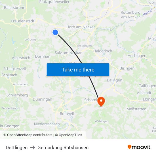 Dettlingen to Gemarkung Ratshausen map
