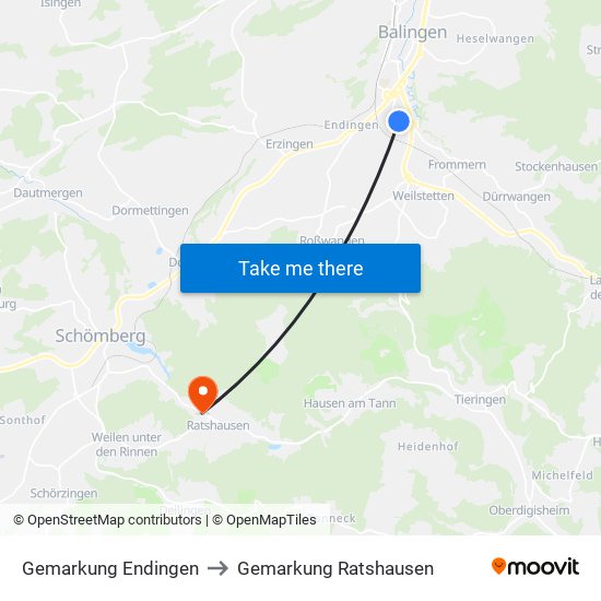 Gemarkung Endingen to Gemarkung Ratshausen map