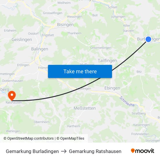 Gemarkung Burladingen to Gemarkung Ratshausen map
