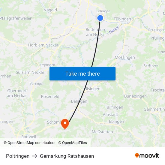 Poltringen to Gemarkung Ratshausen map