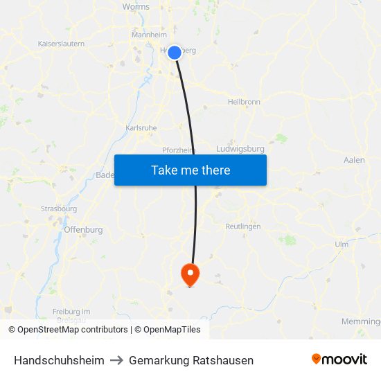 Handschuhsheim to Gemarkung Ratshausen map