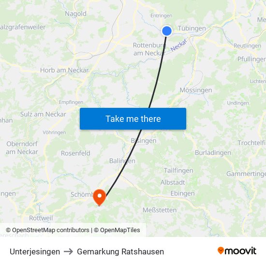 Unterjesingen to Gemarkung Ratshausen map