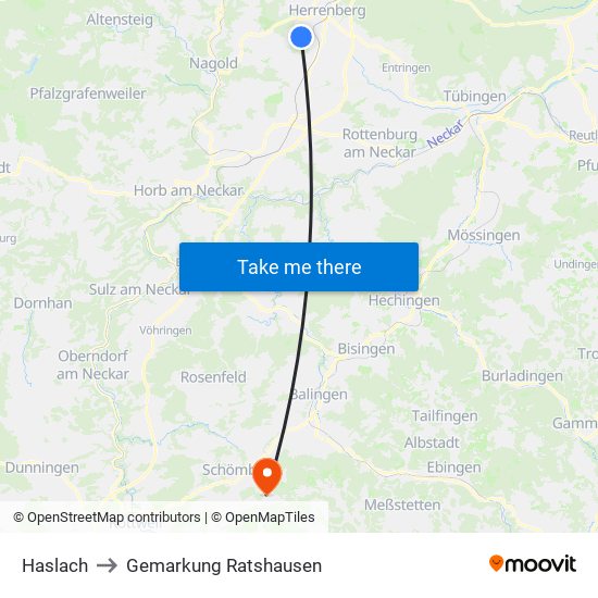 Haslach to Gemarkung Ratshausen map