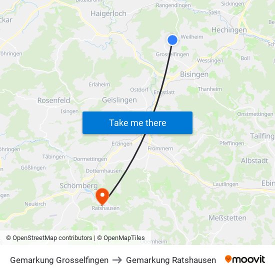 Gemarkung Grosselfingen to Gemarkung Ratshausen map