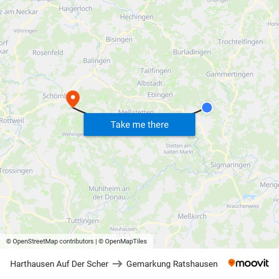 Harthausen Auf Der Scher to Gemarkung Ratshausen map